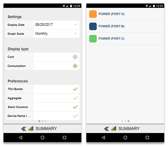 Screenshot of MyEyedro Client - Mobile Summary