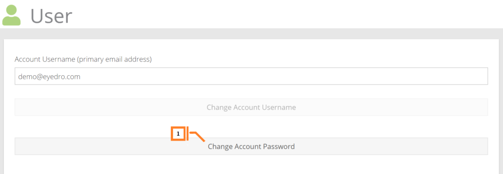 Numbered image of the user configuration page to match up with the password changing instructions.